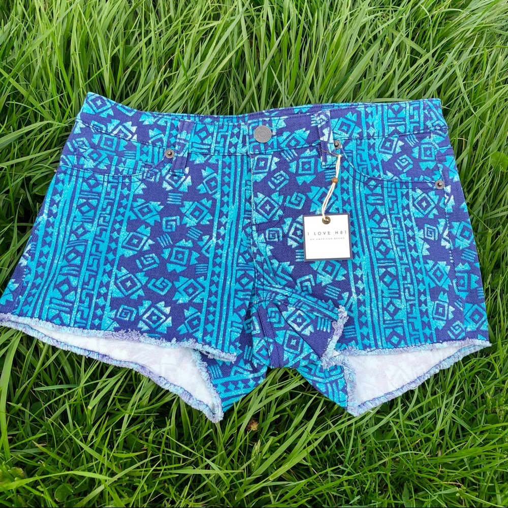 BRAND NEW Aztec Tribal Print Denim Shorts